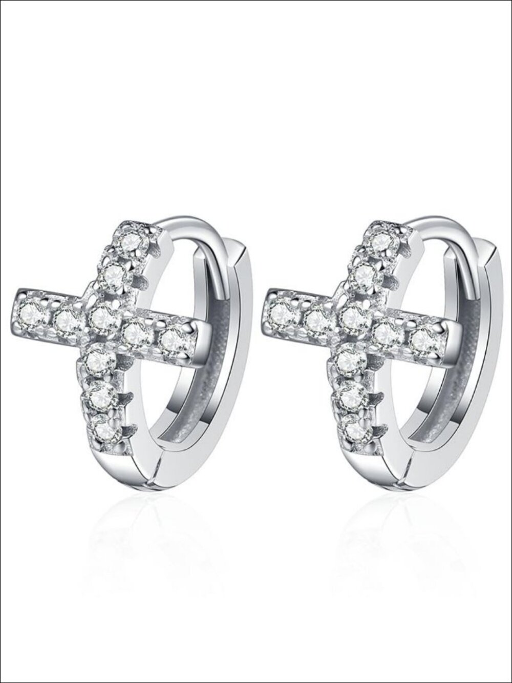 Moissanite Cross Huggie Hoop Earrings S925 Sterling Silver